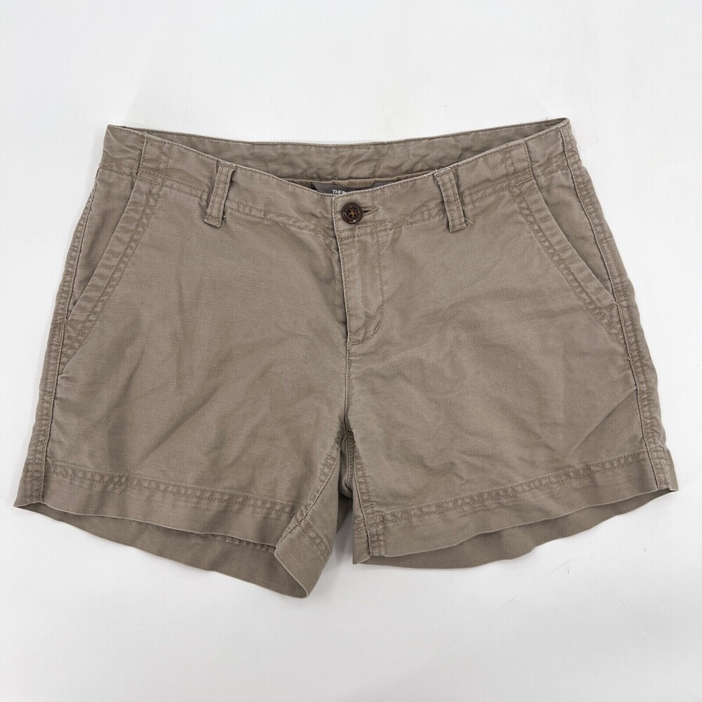 The North Face Shorts Womens 4 Beige Linen Boyfriend Outdoor Hiking
